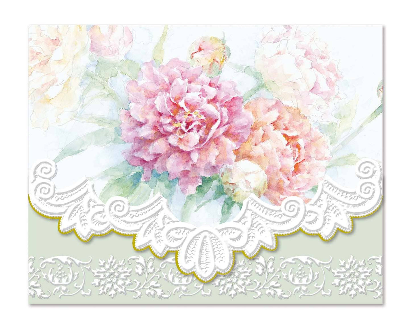 Peony Embossed, Die-cut Boxed Portfolio Note Cards