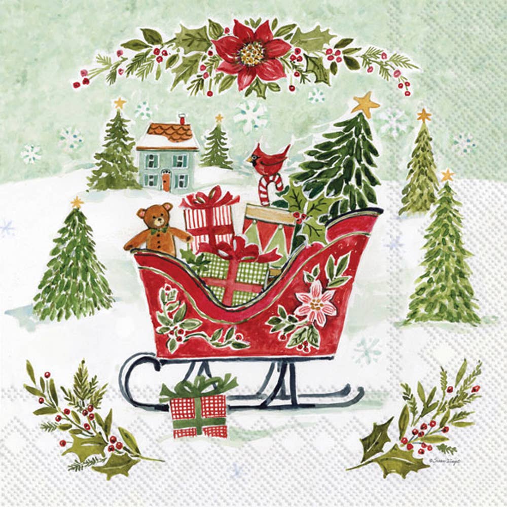 Paper Lunch Napkins 20 ct Christmas Joy Sleigh