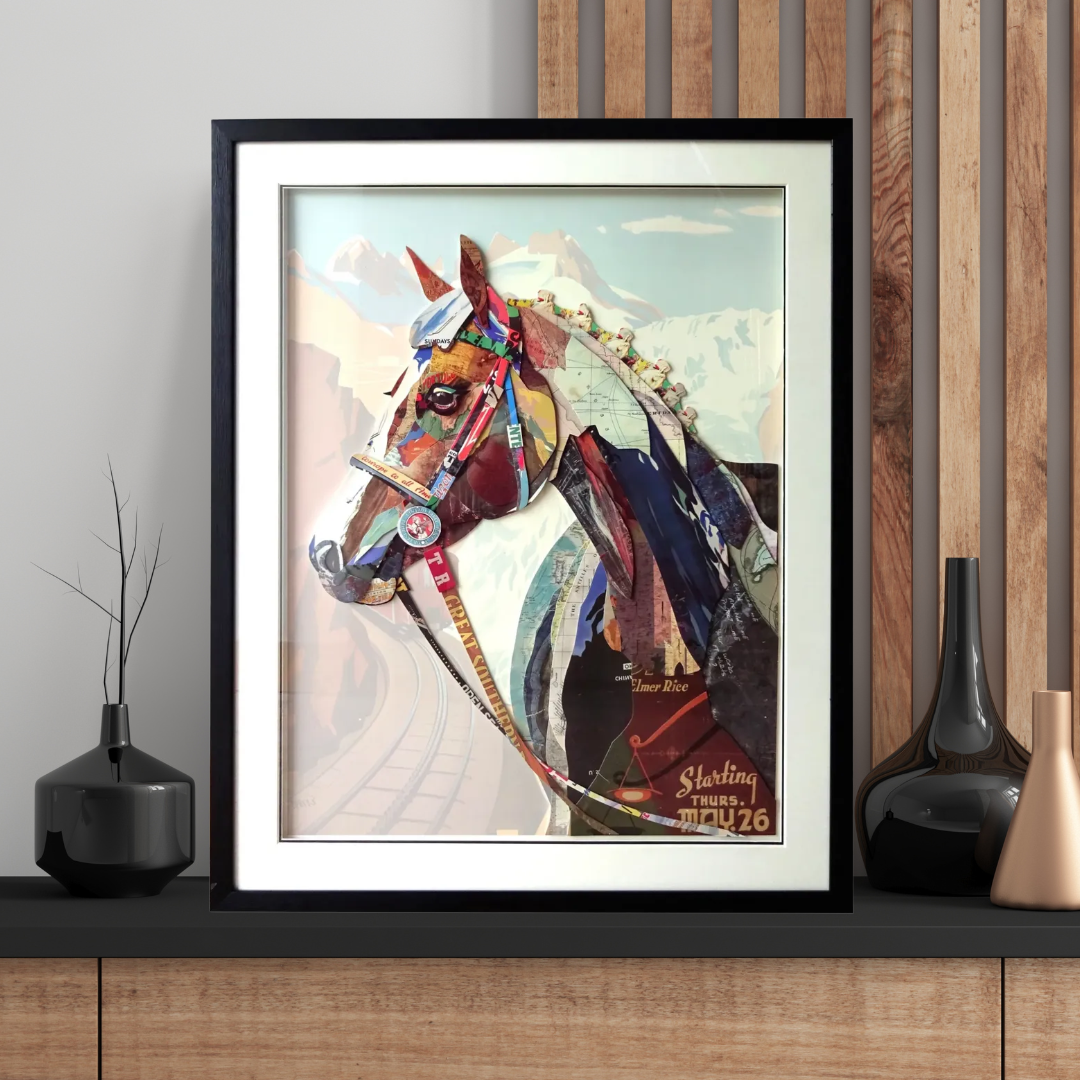 3D Collage Art | Horse w/Bridle (36"x28")