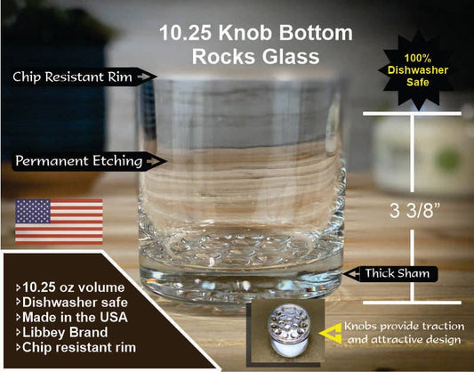 Adirondack Etching LLC - Moose Solid 10.25 oz Knob Rocks Glass