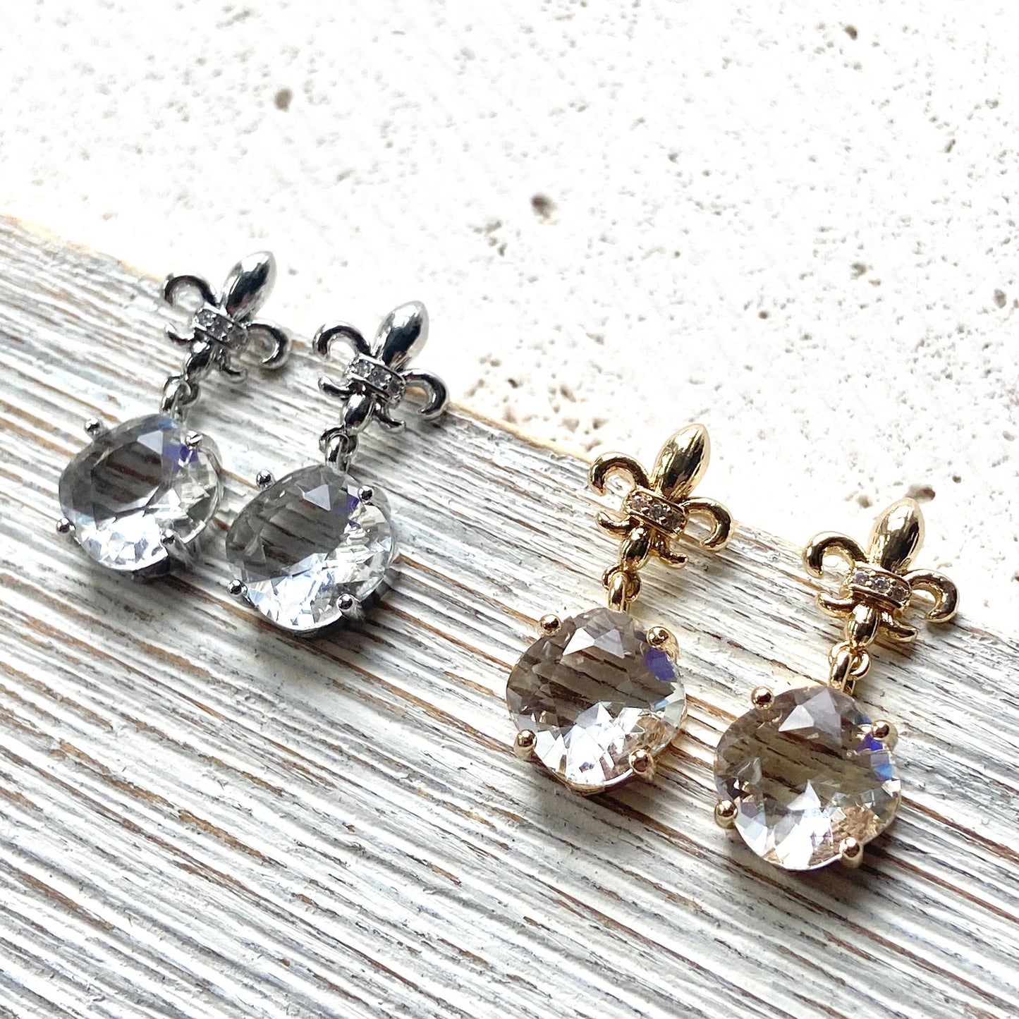 Fleur de lis earrings crystal jewelry French style jewelry