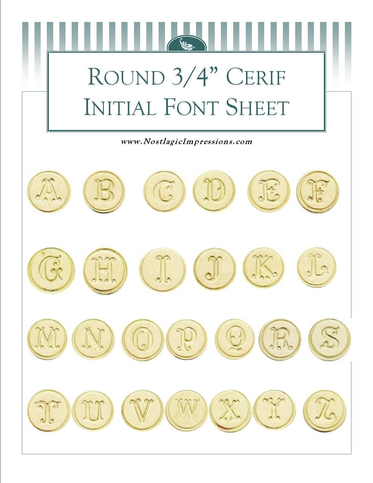 Brass Cerif Initial Wax Seal Stamp - 1 3/4" Tall