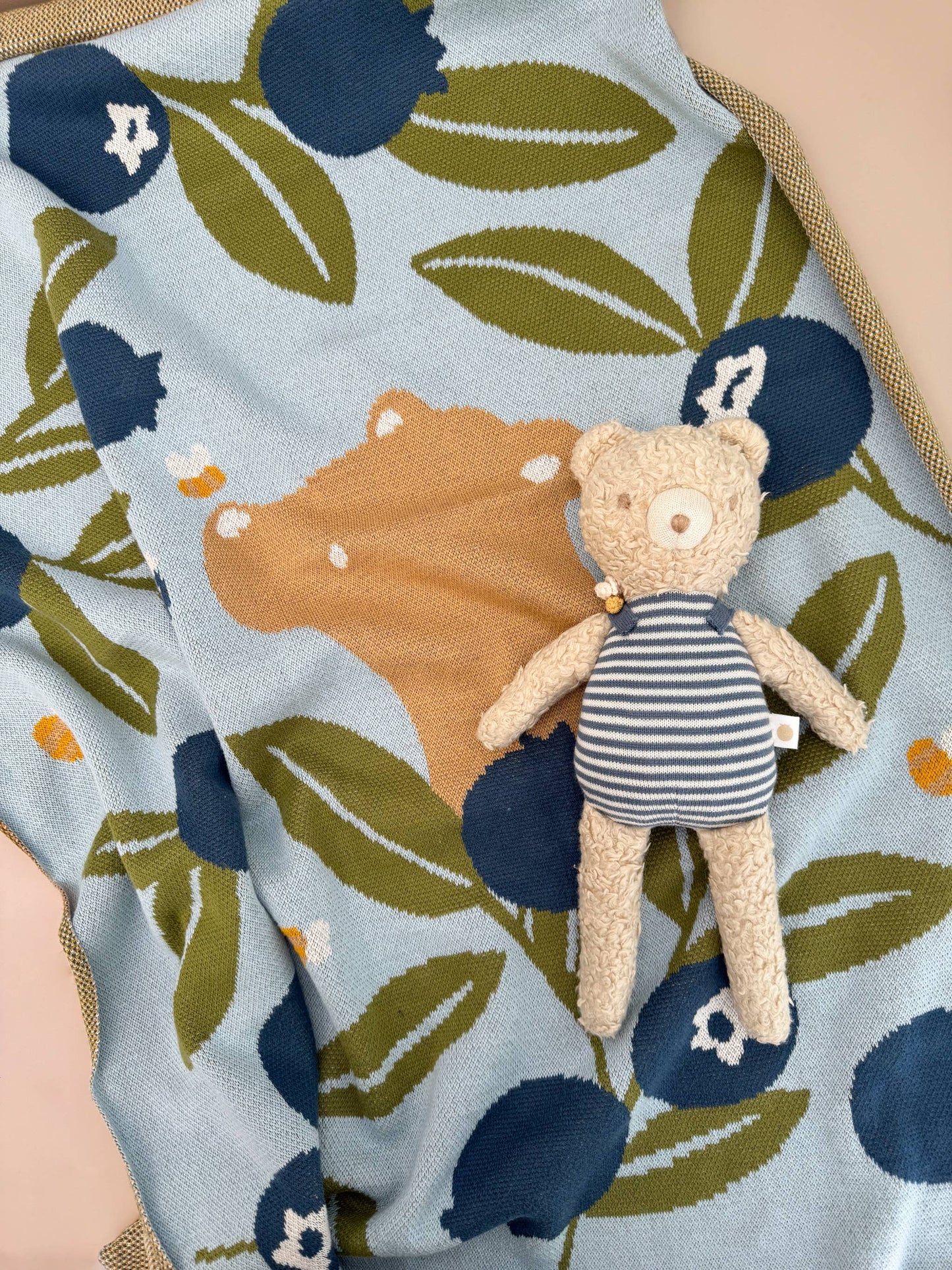 Set Blueberry Blanket Bear Bee Plush Toy Overall Baby Gift