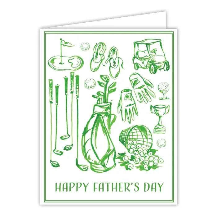 Happy Father's Day Green Golf Icons Greeting Card