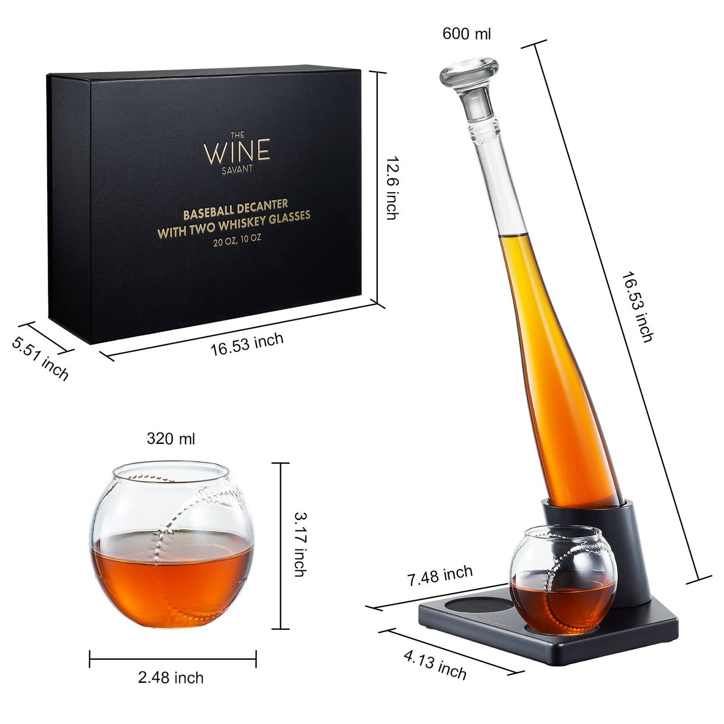 Baseball Themed Whiskey Decanter Set - 20OZ