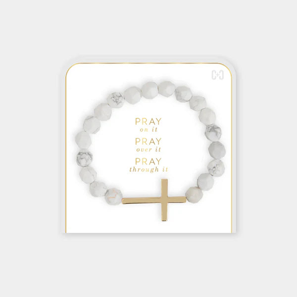 Pray on it, Pray over it, Pray through it Bracelet: White