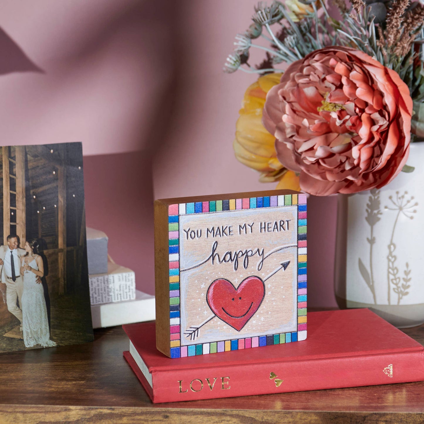 Heart Happy Block Sign