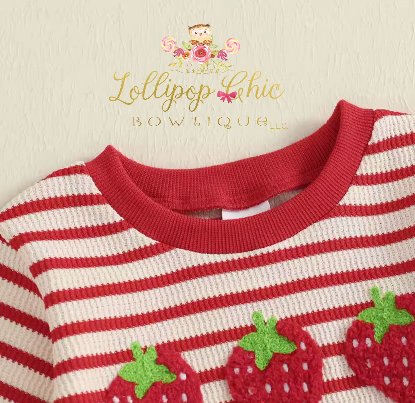 Baby and Toddler Girl Strawberry Embroidery Pant Set: 2-3T