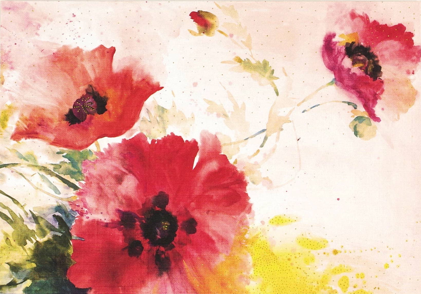 Tarjetas de notas con amapolas en acuarela