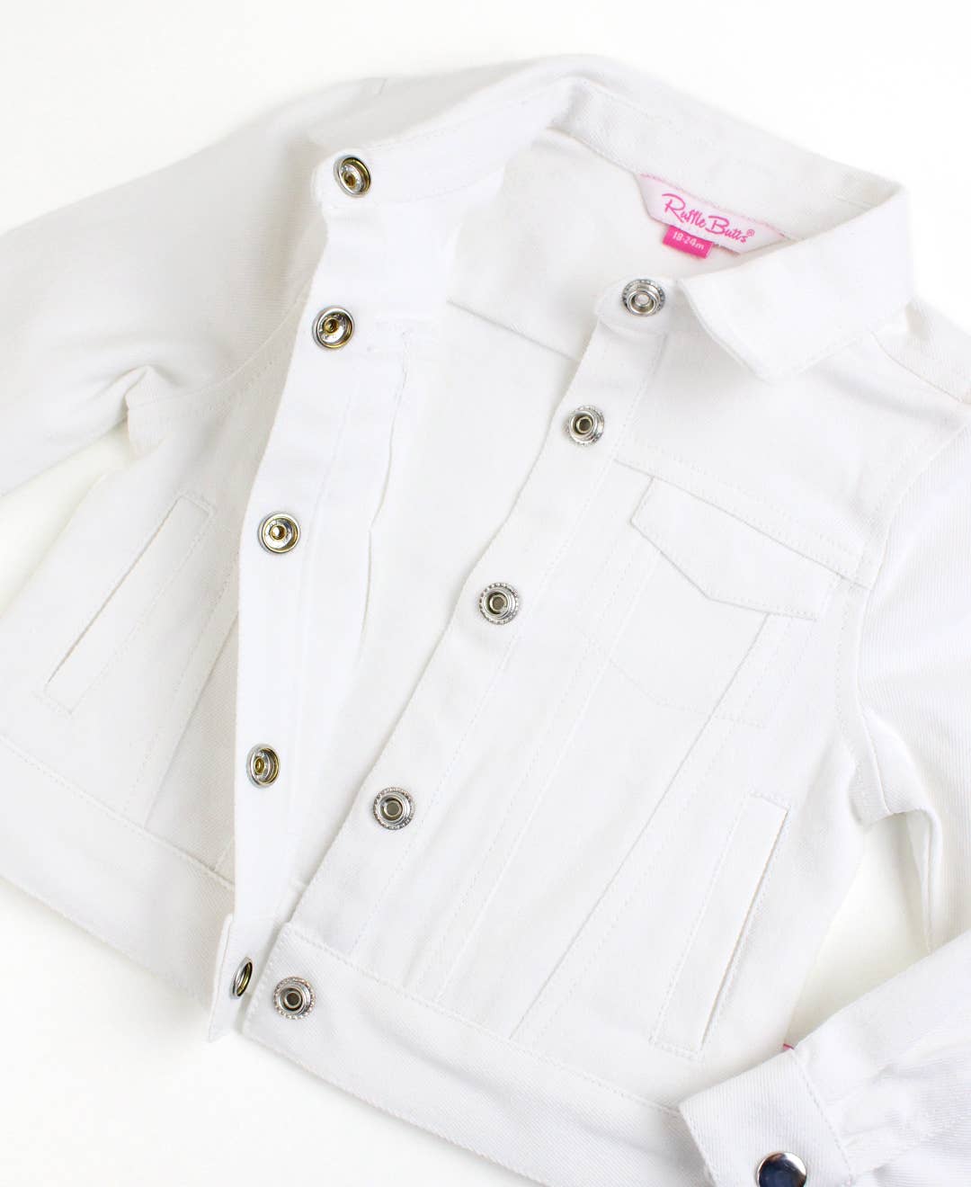 Girls White Stretch Denim Jacket