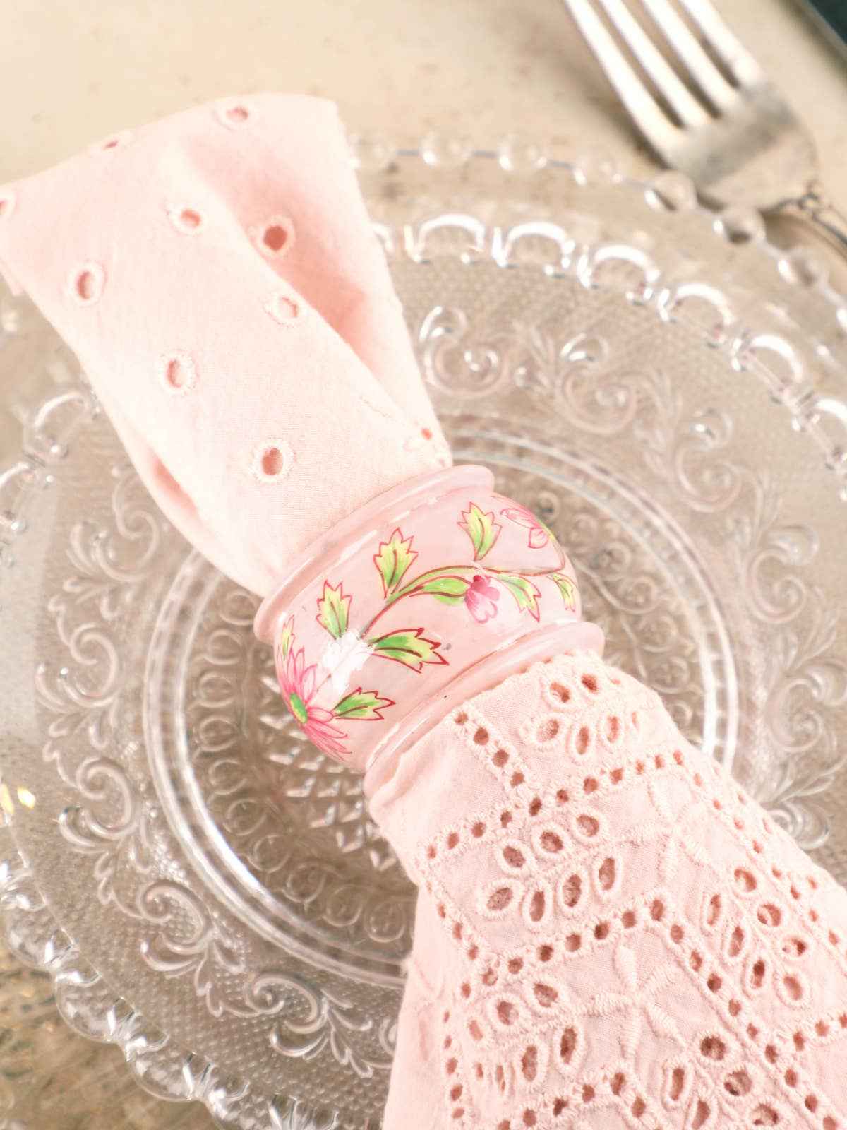 Sweet Pea Napkin Ring Set of 4 - Pink