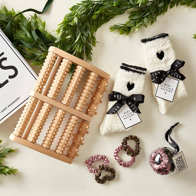 Bella Sleep + Spa - Cozy Socks - Black Trim + Black Heart