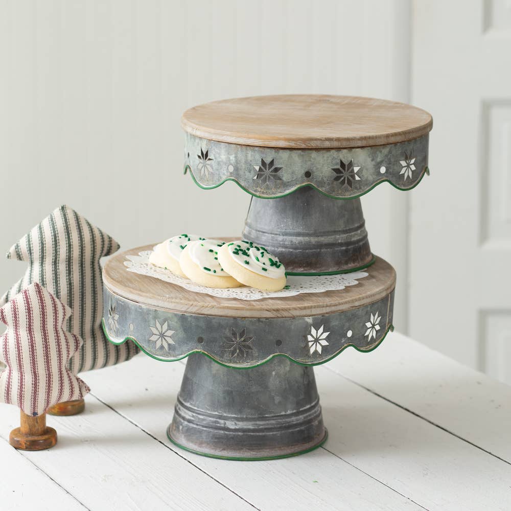 Set of Two Snowflake Dessert Stands