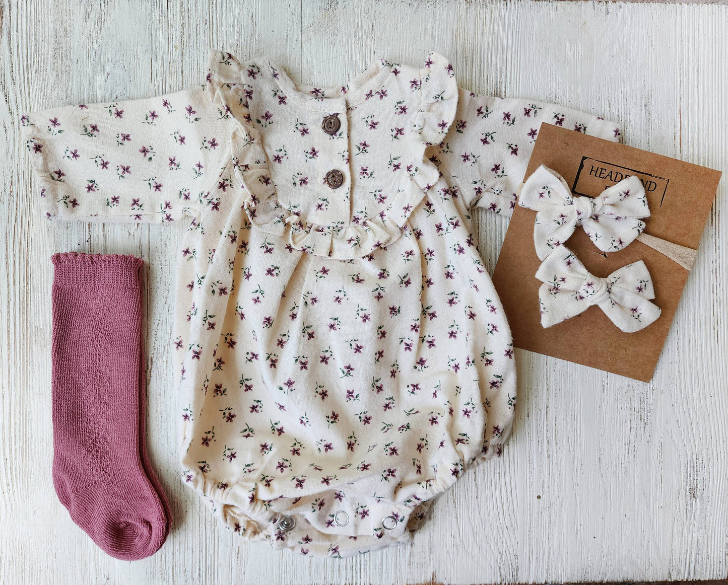 Baby Girl Soft Cotton Bubble Romper ruffle | Claudia + Bow
