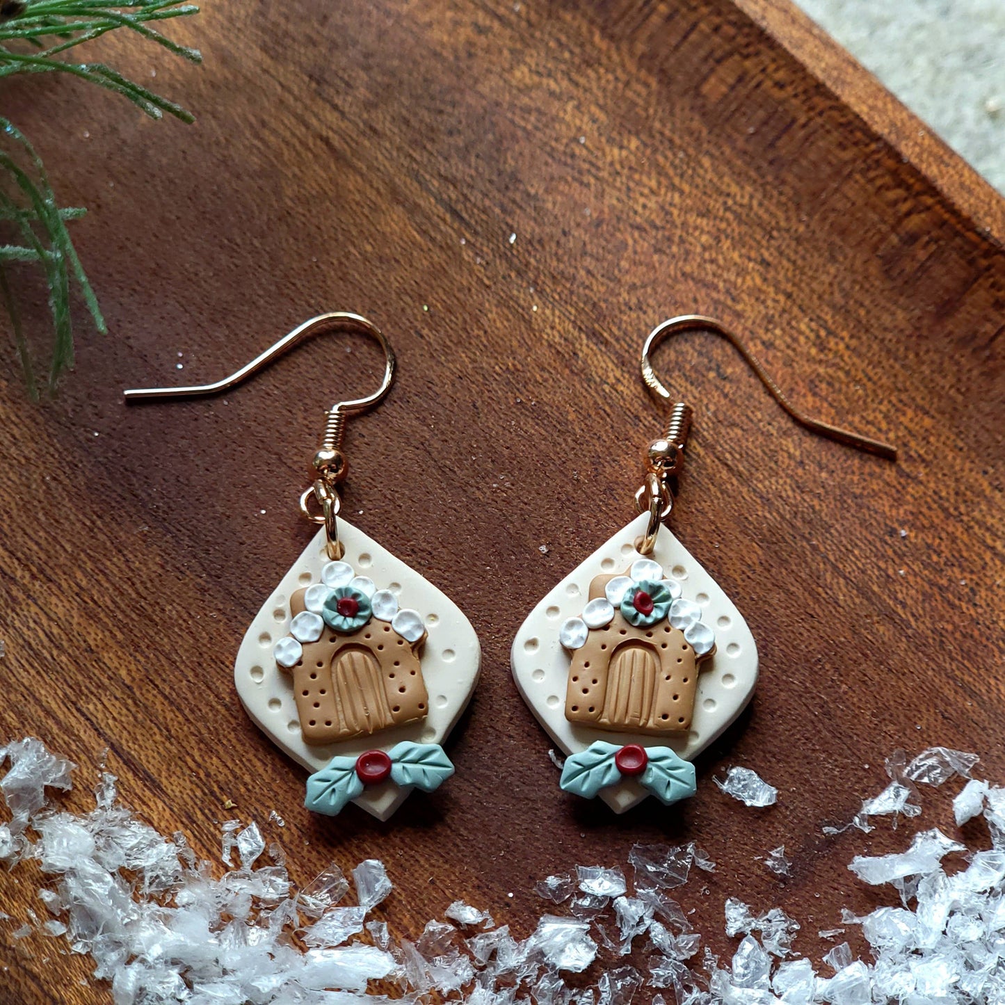 Hand Crafted Gingerbread House Earrings
