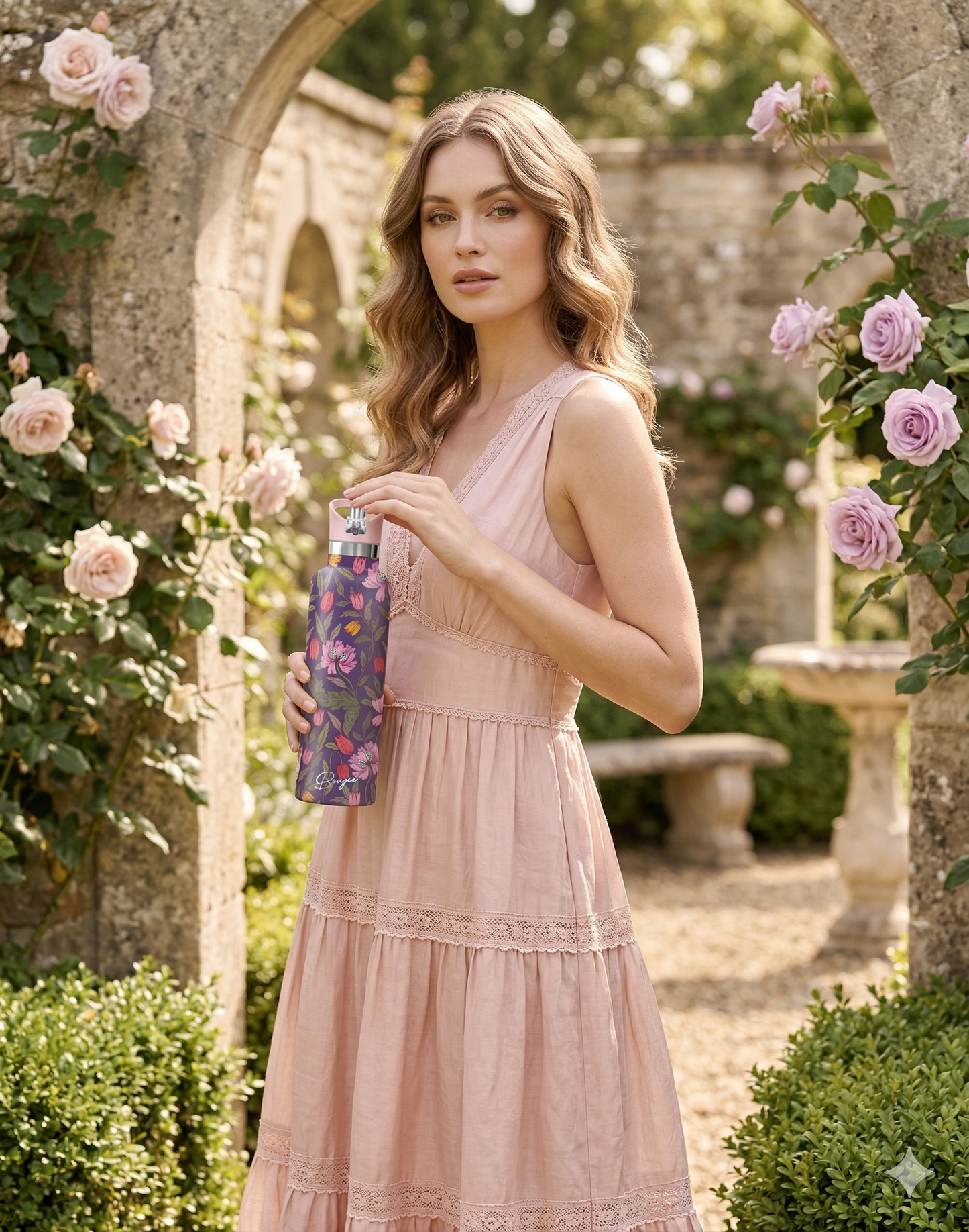 Morriset | Purple Floral Brocade 25 oz Insulated Bottle