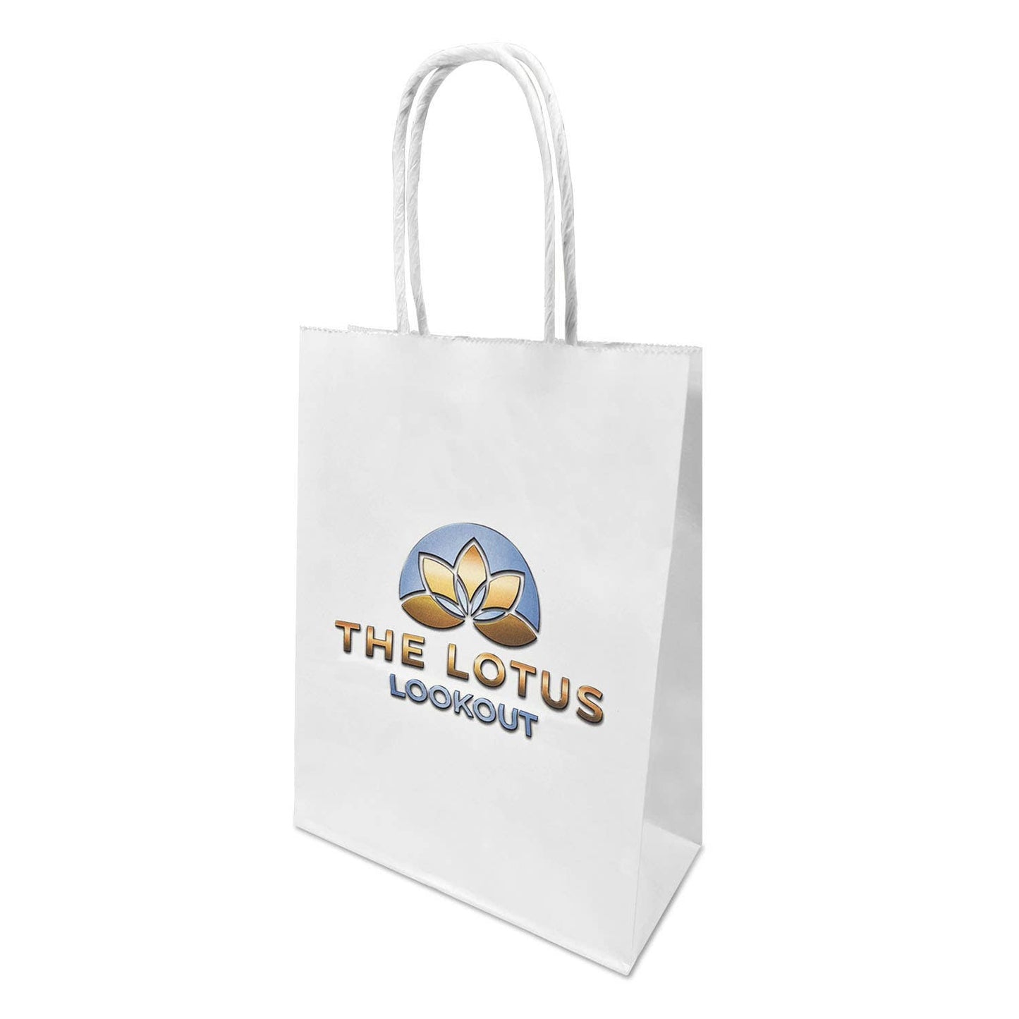 Custom Print Gem 5.3x3.5x8.5 inches White Paper Bags: 250 bags - $0.62/pc / 1 side print (front)