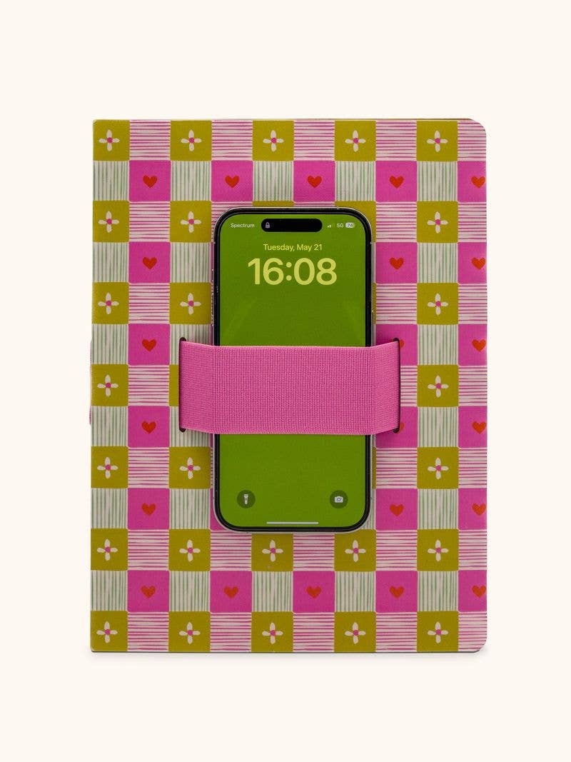 Patchwork Hearts Casey Notebook with Phone Loop
