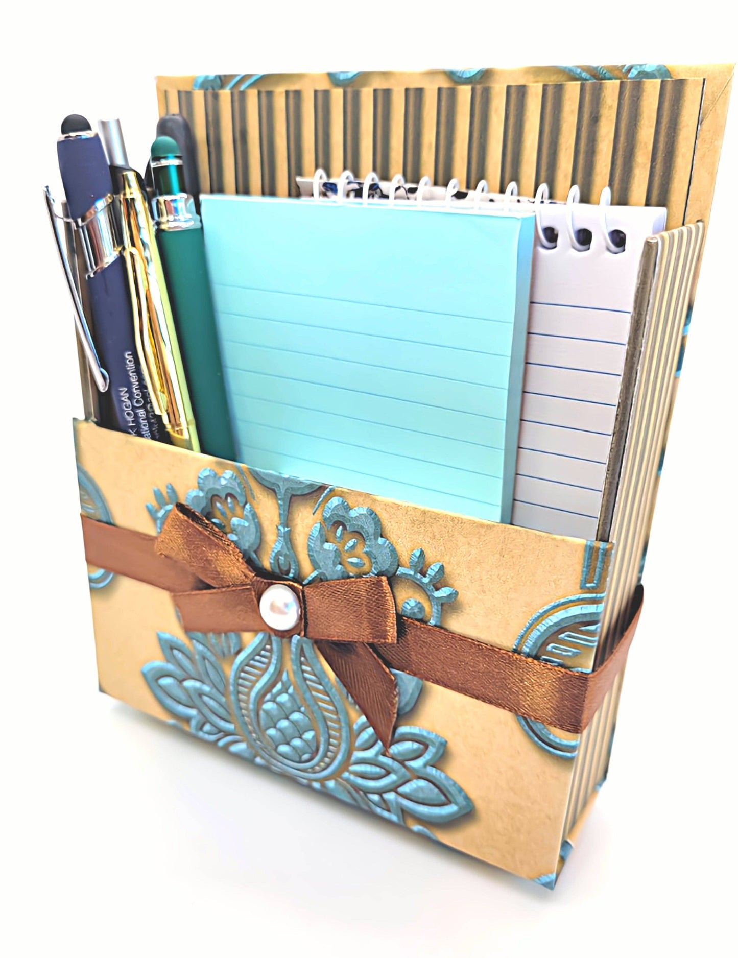 42-Pc Stationery For Him Gift Box Set+Organizer, Blue/Brown