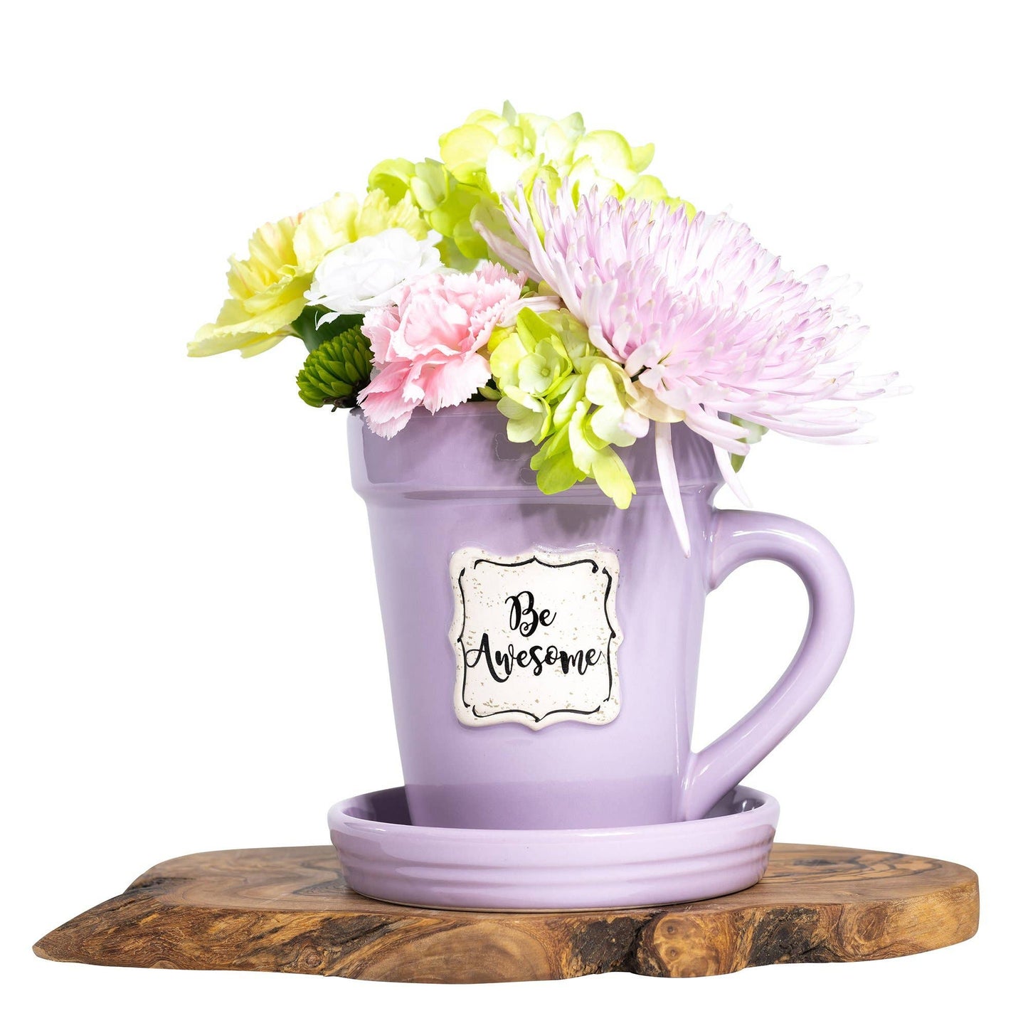 Divinity Boutique - Lilac Flower Pot Mug w/Scripture - Be Awesome