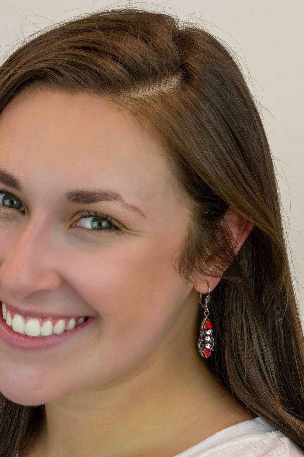 Patriotic Red, White & Blue Elegance Earrings: Leverback