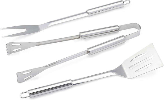 4-Piece Stainless Steel BBQ Grilling Tool Set with Carry Bag