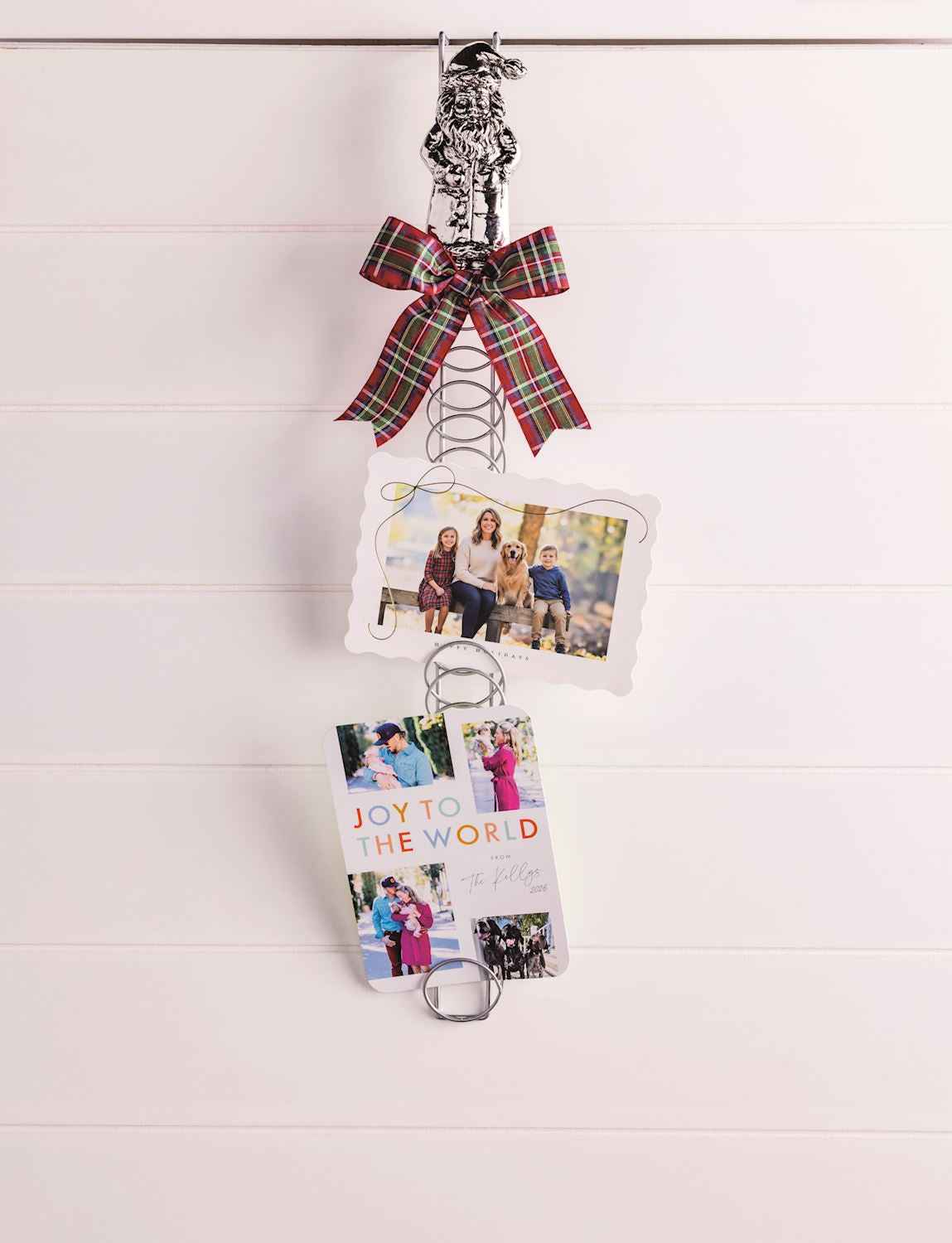 Santa Topper Metal Coil Christmas Card Holder, 23.5 Inch