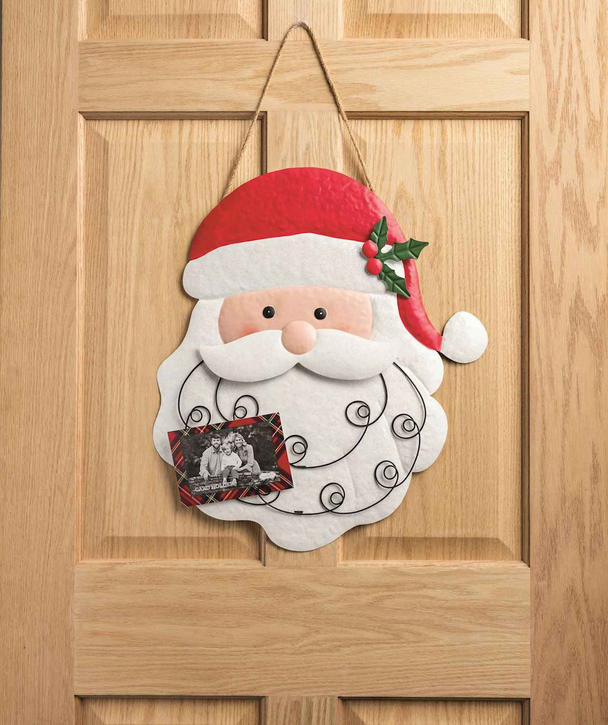 Tin Santa Christmas Card Holder Wall Hanging, 20 Inch