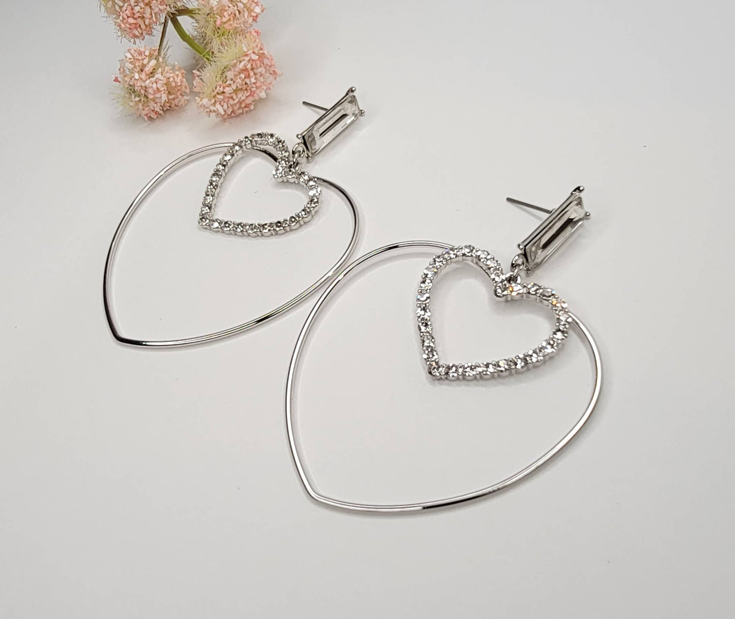 DOUBLE HEART DANGLE EARRINGS