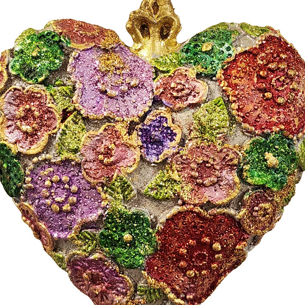 Beaded Petals Heart Ornament 3.5"