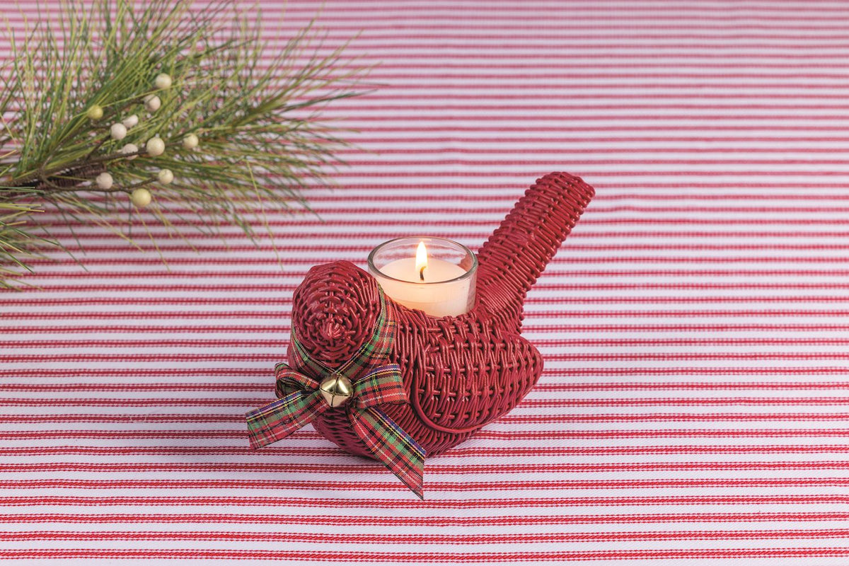 Red Cardinal Votive Holder with Glass Votive