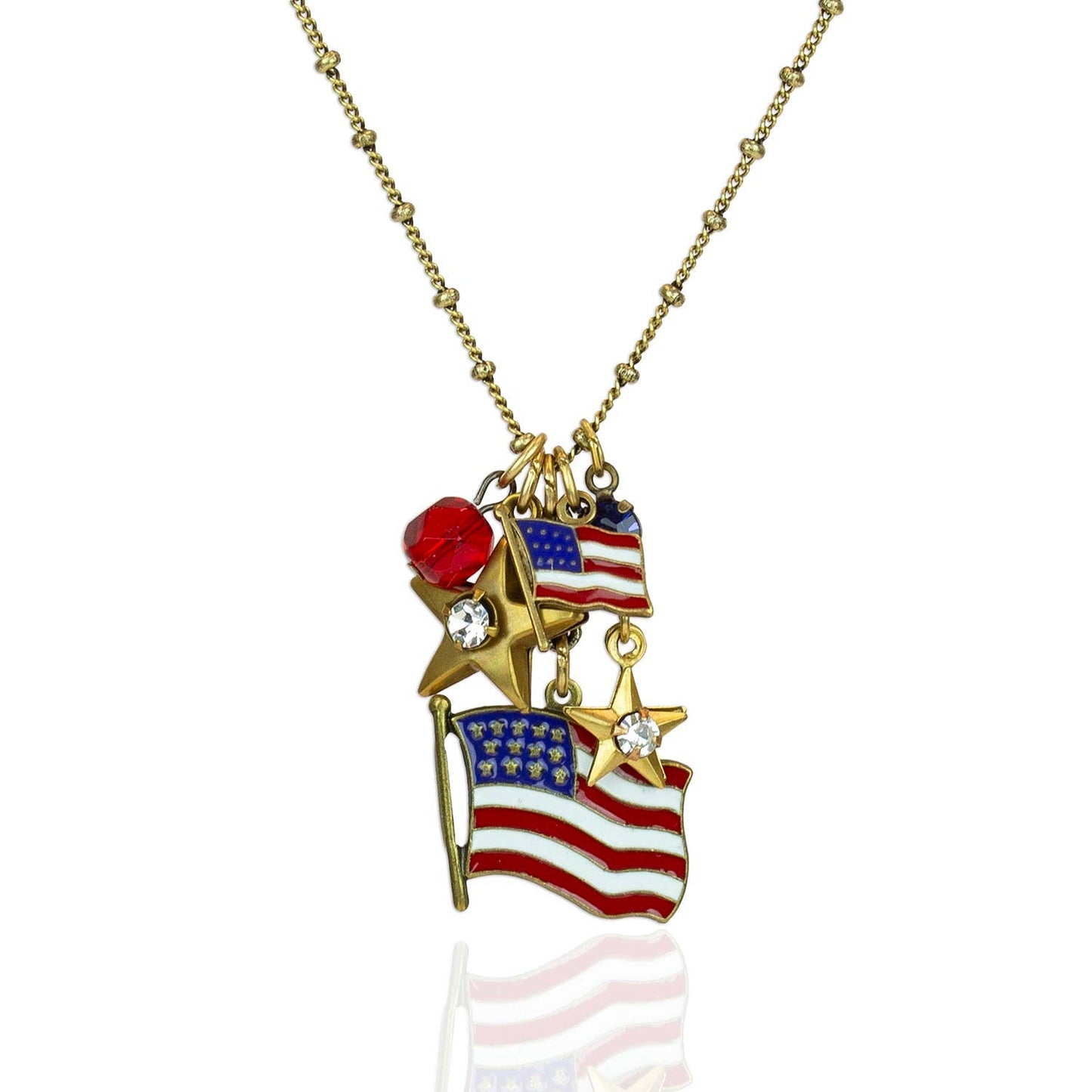 Stars & Stripes USA Flag Americana Jumble Charm Necklace