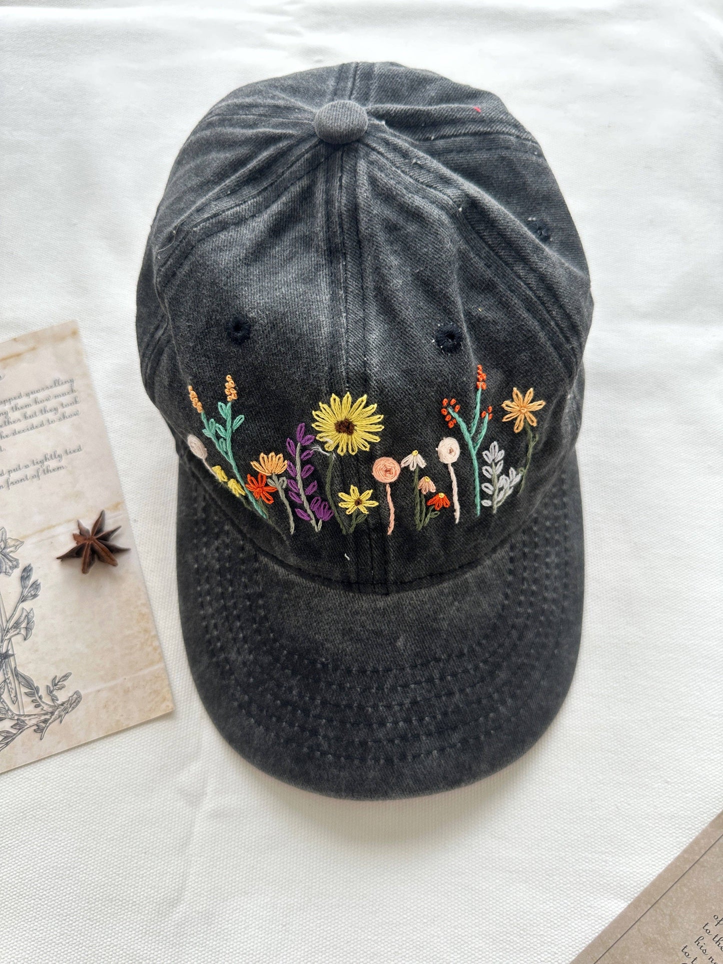Colorful Flower Garden Embroidered Baseball Cap