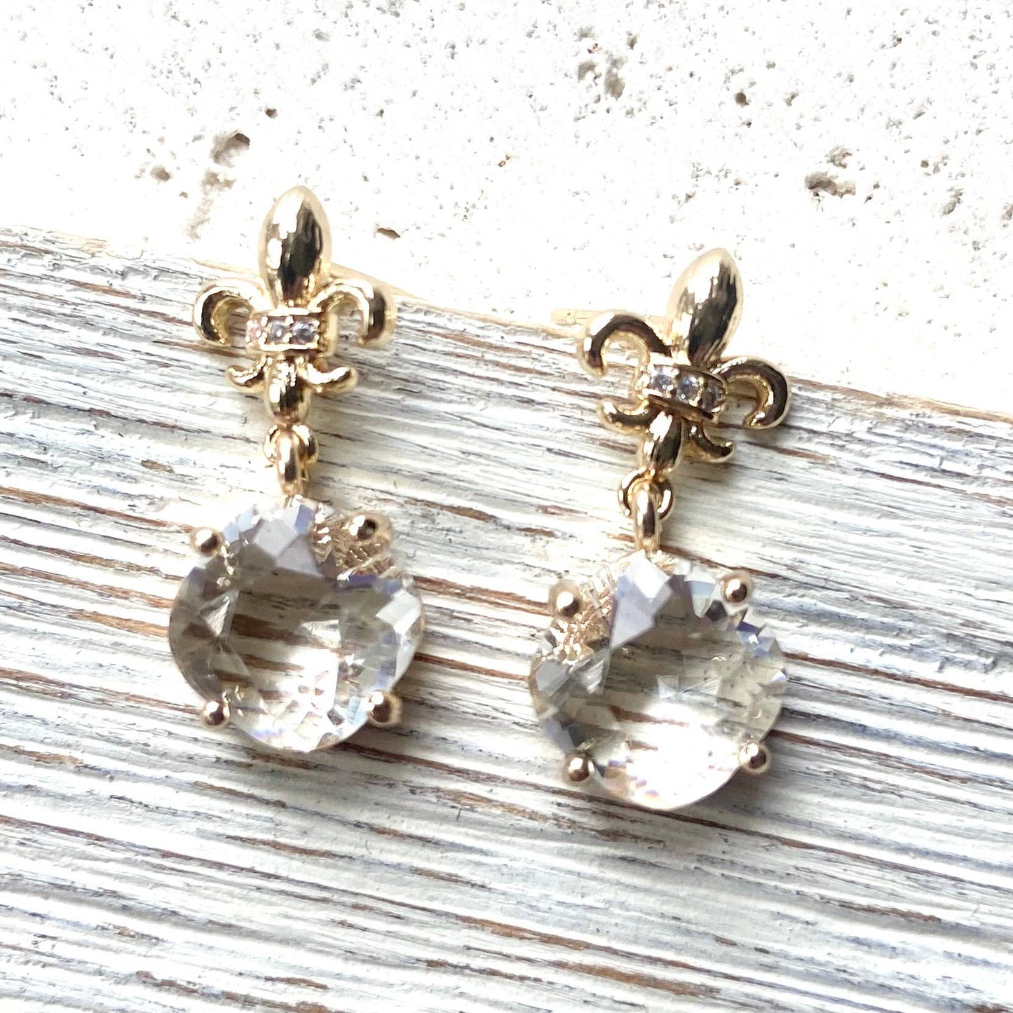 Fleur de lis earrings crystal jewelry French style jewelry