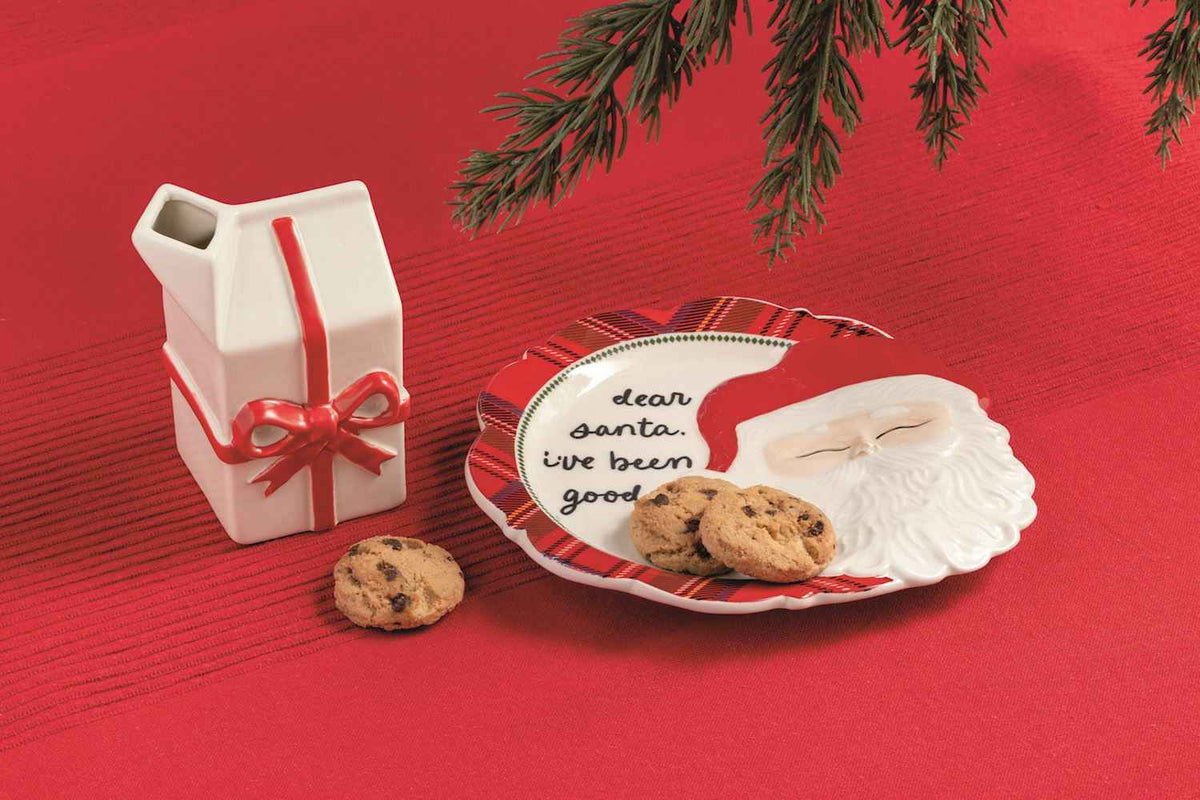Dear Santa Cookie Plate with Milk Carton