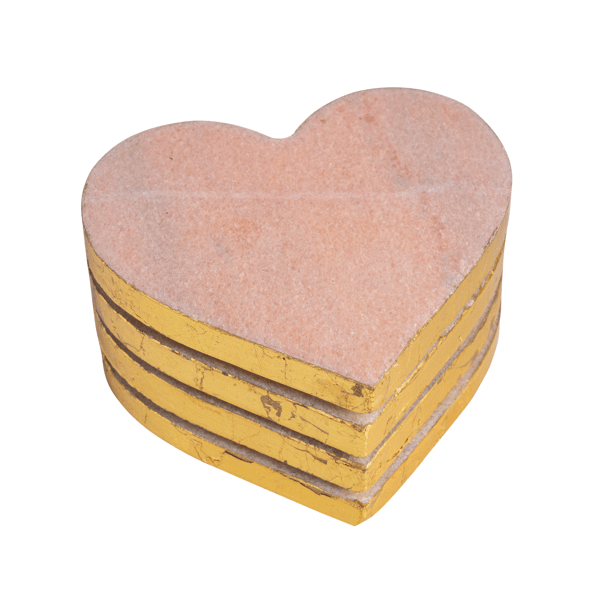Pink Marble Heart Coaster - Set of 4