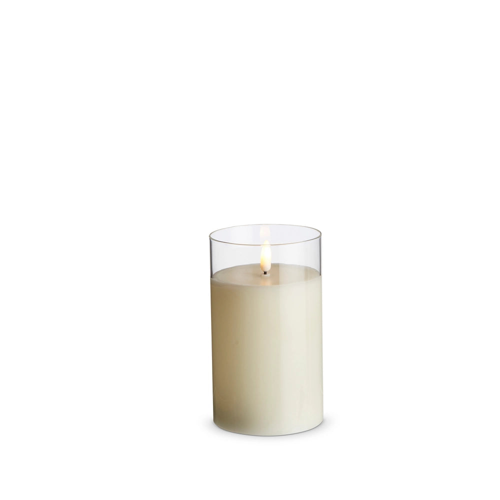 3.5" x 6" Clear Glass Ivory Pillar Candle
