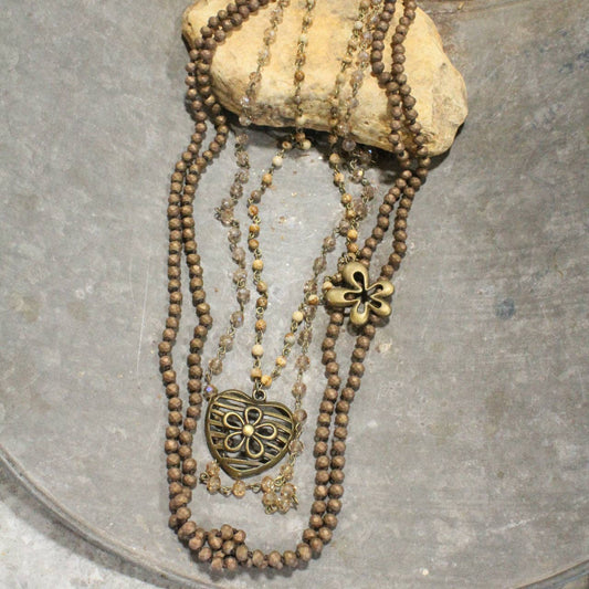 Shades Of All Natural Flower Layered Necklace
