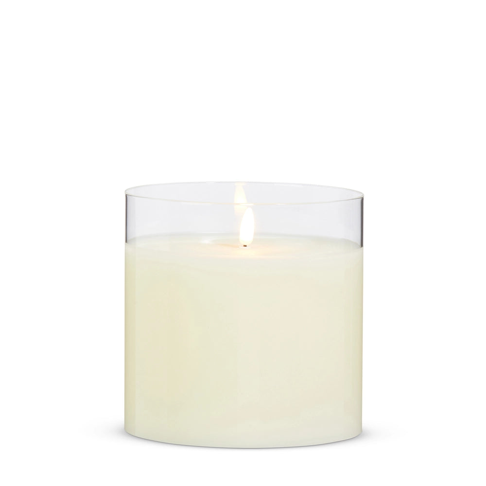 Clear Glass Ivory Pillar Candle