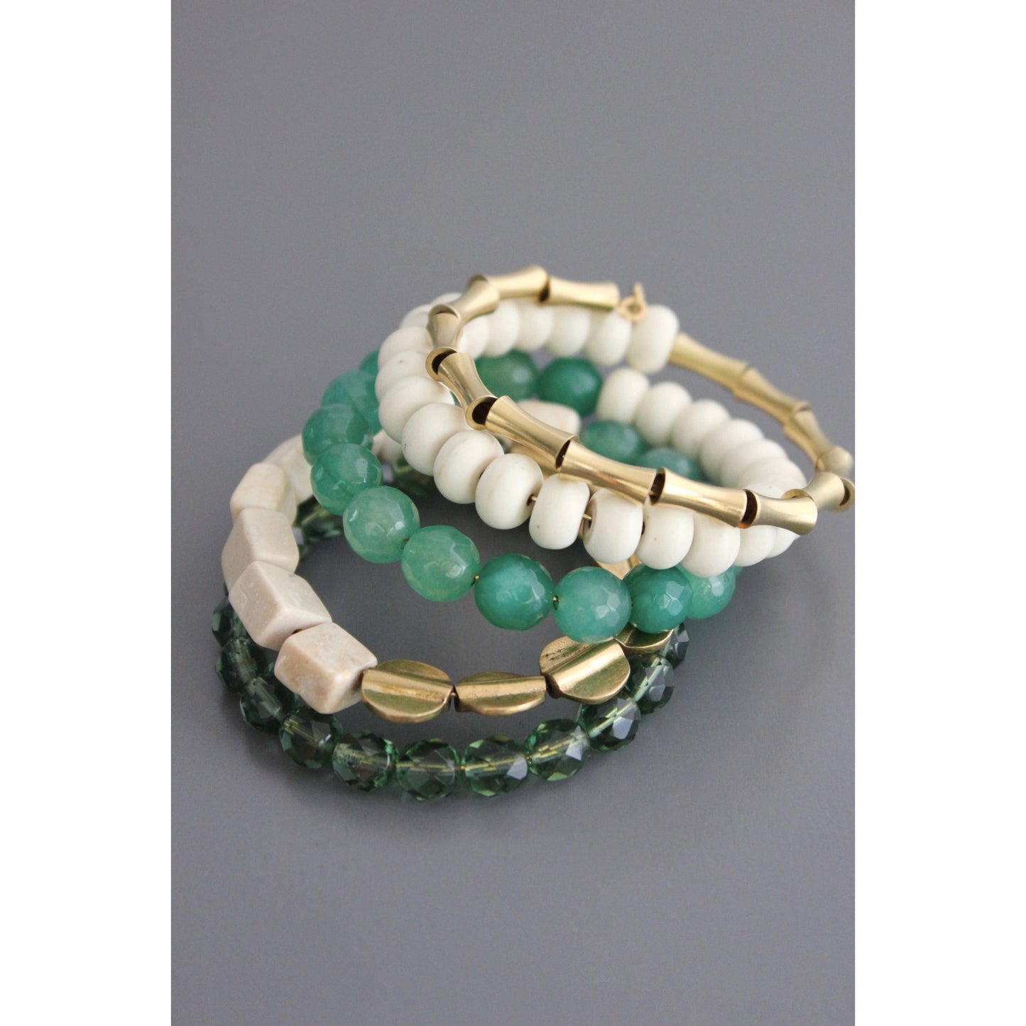 Green and white wrap bracelet