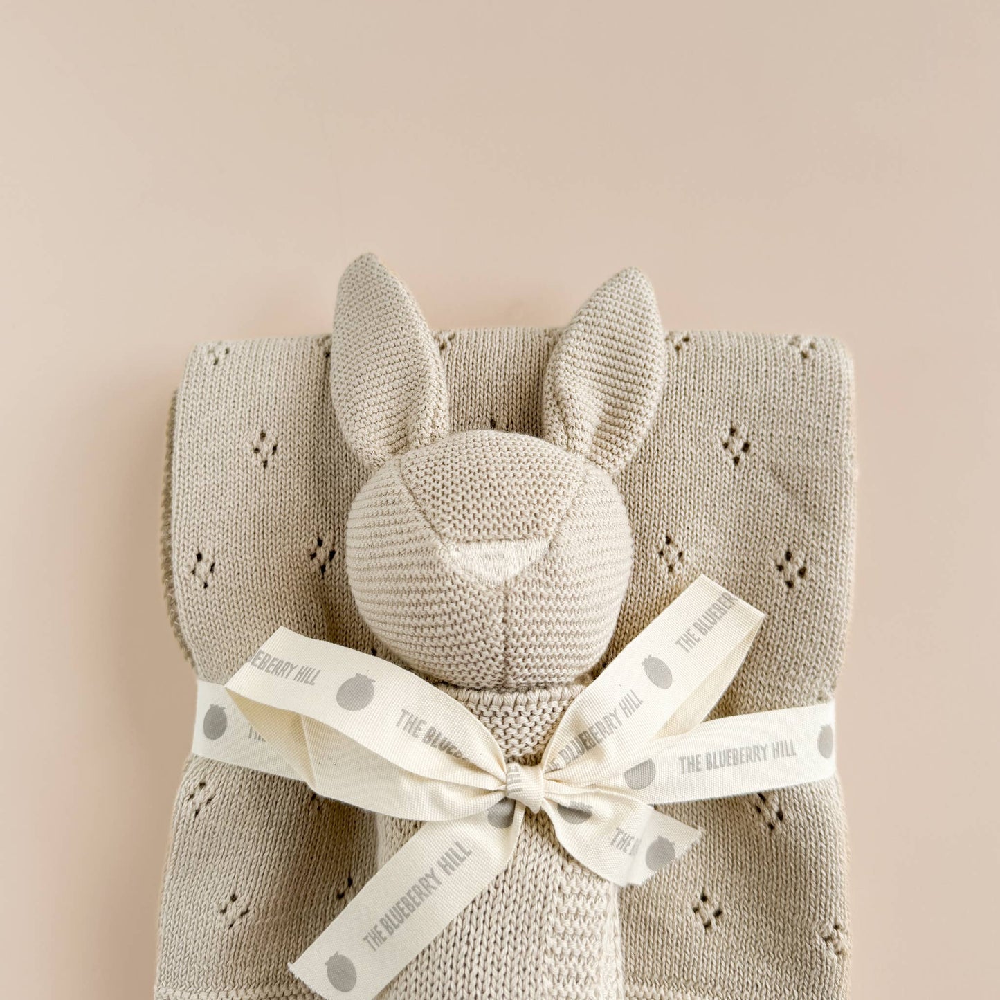 Pique Blanket Bunny Lovey Birch Baby Gift Organic Cotton
