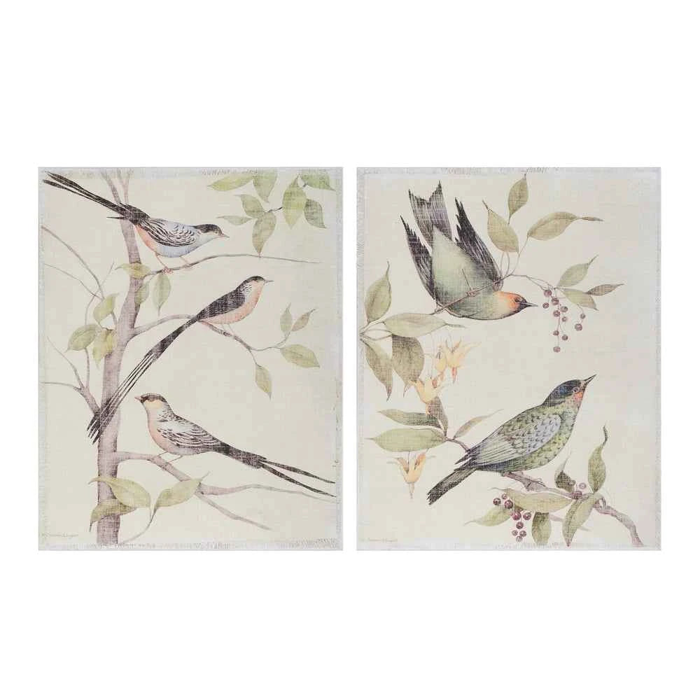 18" Feathered Perch Print - assorted