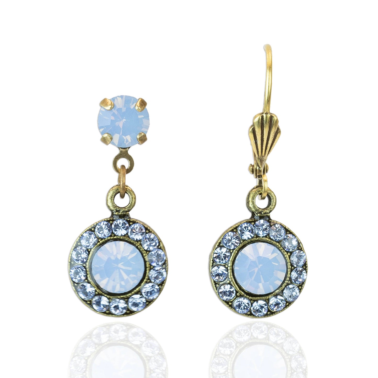 Air Blue Opal Halo Crystal Drop Earring