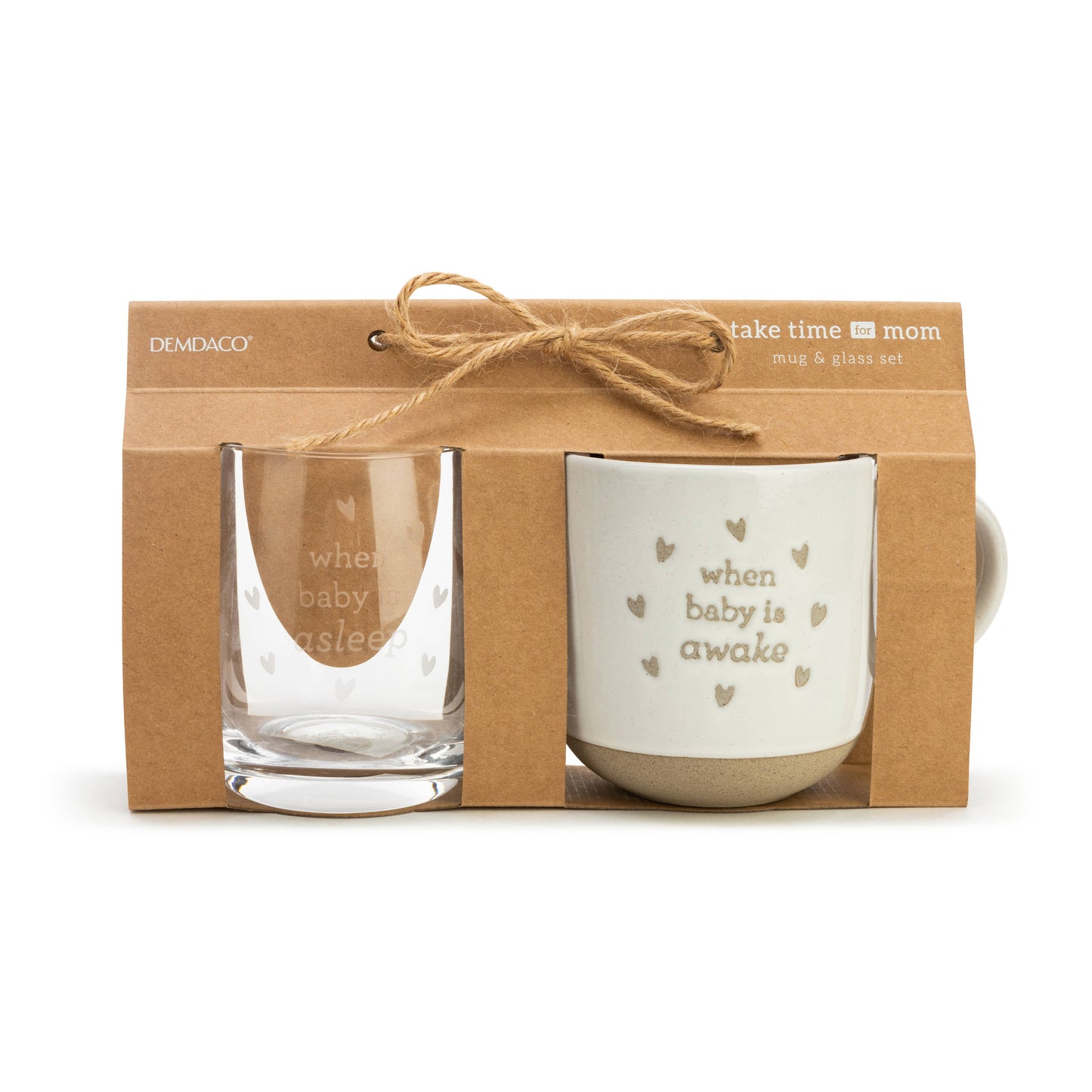 Mug and Wine Glass Set - When Baby Wakes/Sleeps