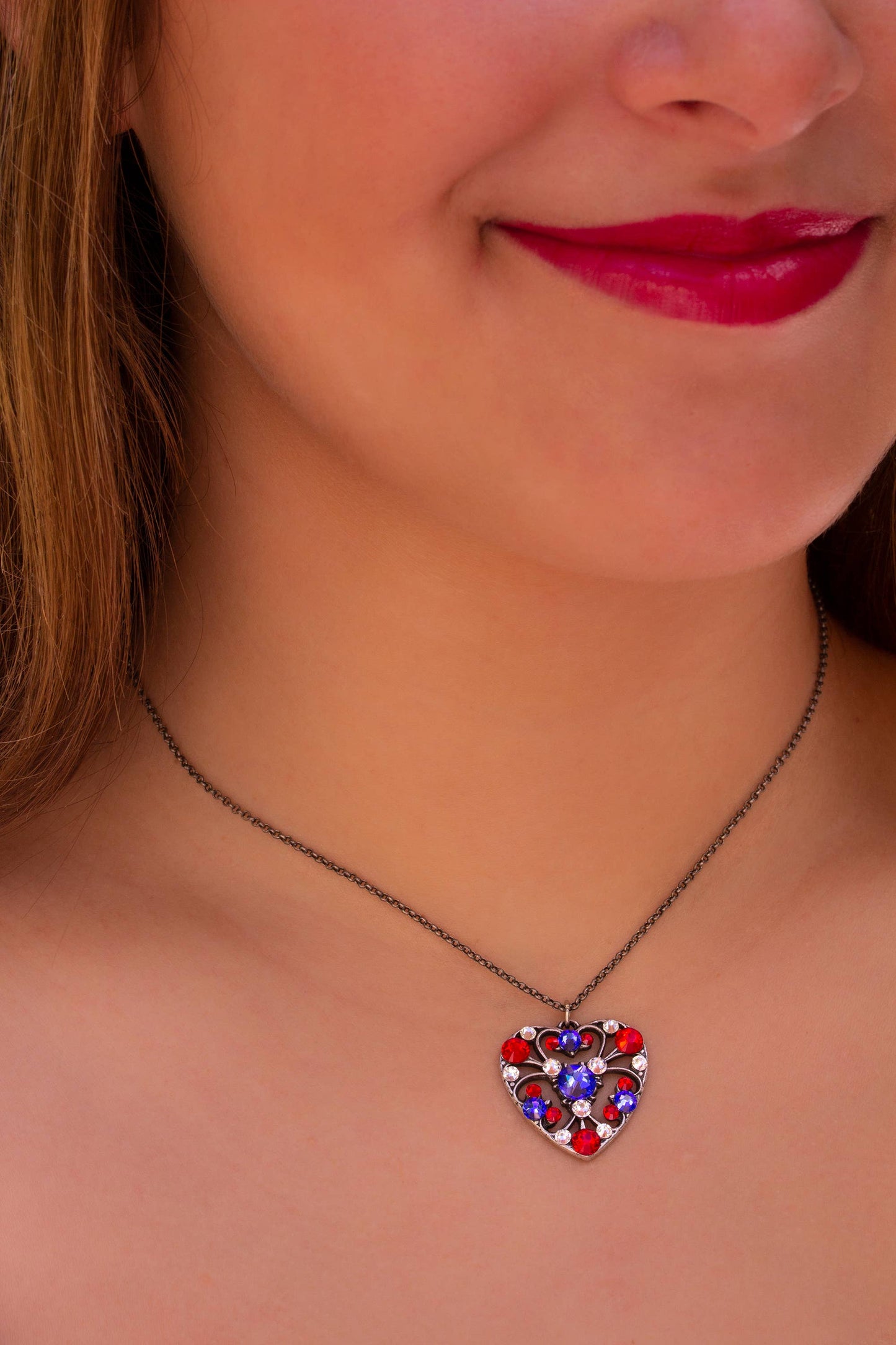 Americana Crystal Heart Necklace