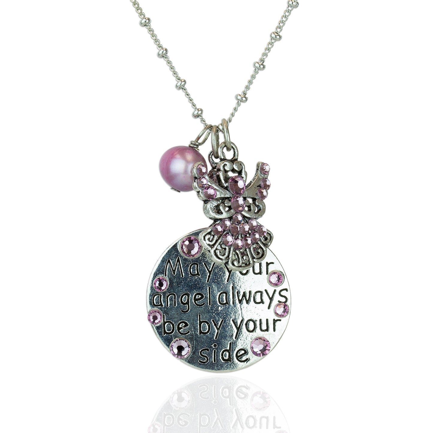 Guardian Angel By Your Side Crystal Charm Necklace