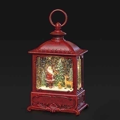 8.7" Santa with Animals Red Snow Globe