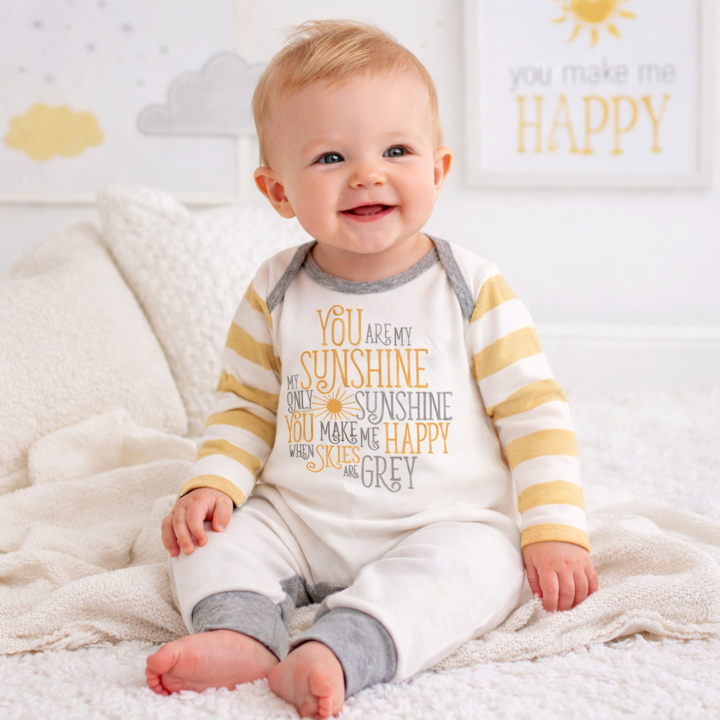 Baby's "You Are My Sunshine" Cotton Romper: 6-12M