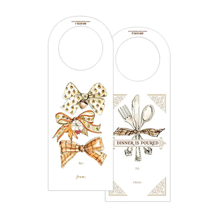Handpainted Autumn Bows Die-Cut Wine Tag