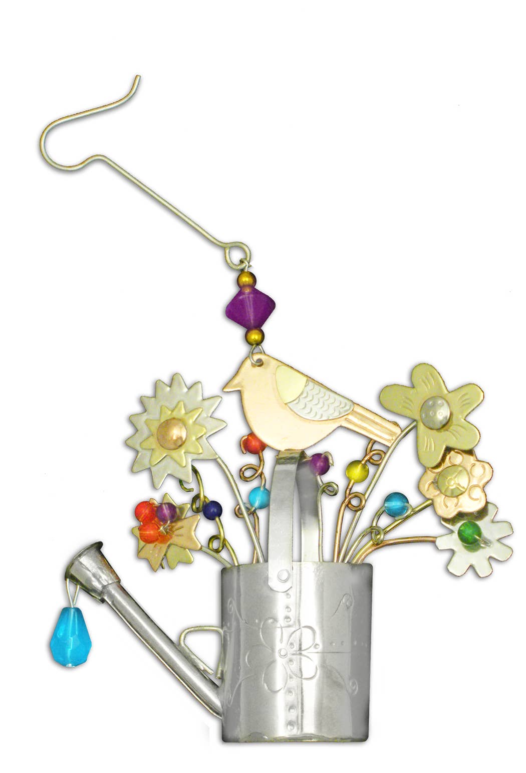 Bird Watering Can Hand Crafted Ornament